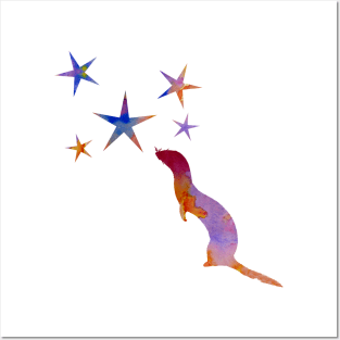 Ferret and stars Posters and Art